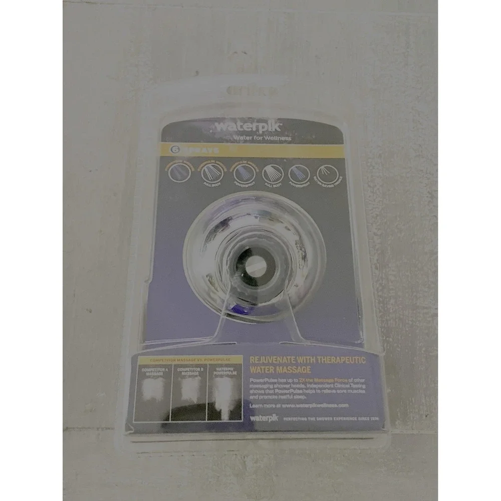Waterpik PowerPulse Therapeutic Strength Massage 6-Spray Modes Shower Head NEW
